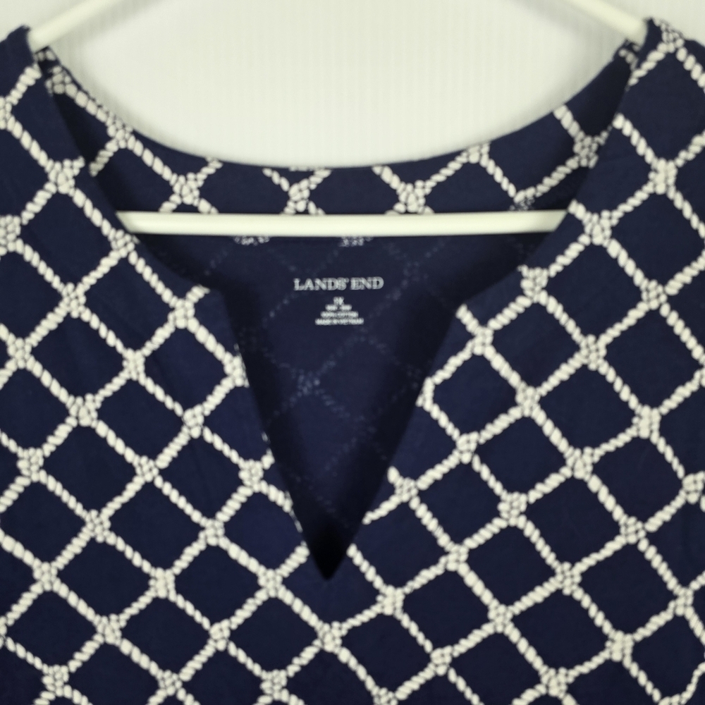 Lands' End Women's Navy White Rope Print Sleeveless Dress w/ Pockets Size 1X - Picture 4 of 11